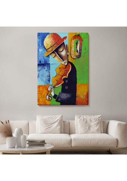 Keman Çalan Müzisyen Sürreal Adam Duvar TABLO-6447 fiyatları