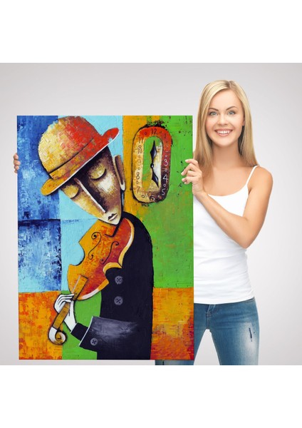 Keman Çalan Müzisyen Sürreal Adam Duvar TABLO-6447 modelleri