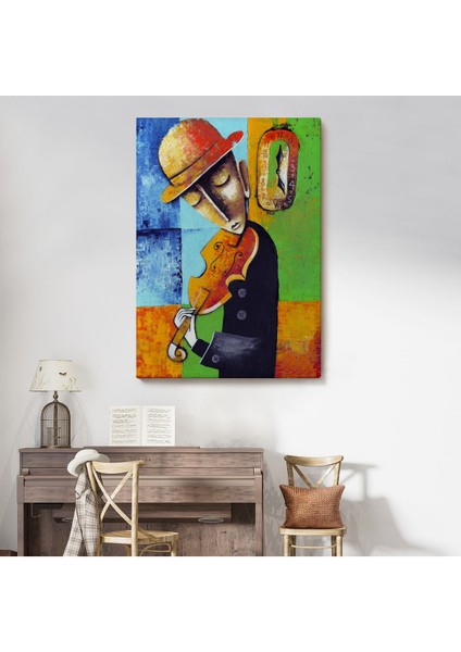 Keman Çalan Müzisyen Sürreal Adam Duvar TABLO-6447