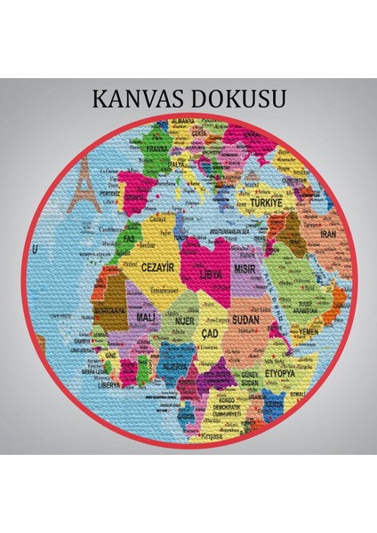 Türkçe Dünya Haritası Kanvas Tablo Son Derece Detaylı ve DEKORATIF-1995