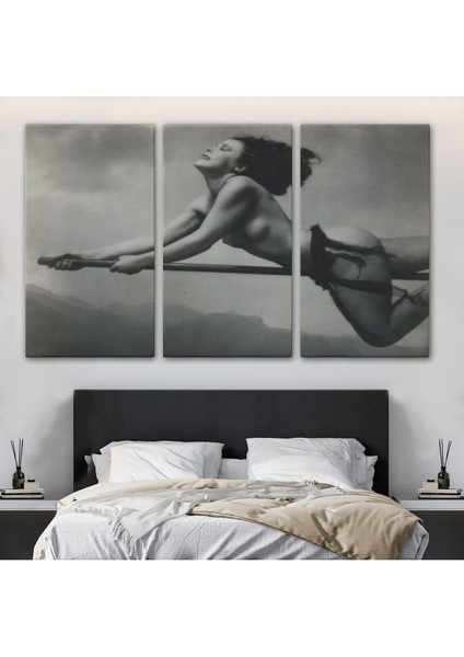 Süpürgeye Binen Çıplak Cadı Tablo, Cadılar Bayramı Gotik Tablo, William MORTENSEN-5395 modelleri