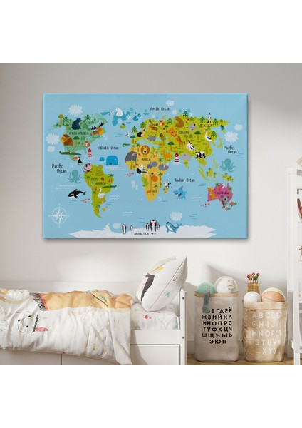 Çocuk Odası Hayvanlar Alemi Dünya Haritası 1007 fiyatları