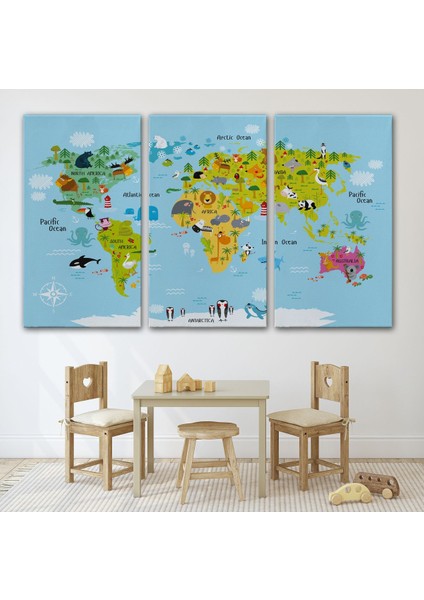 Çocuk Odası Hayvanlar Alemi Dünya Haritası 1007 modelleri