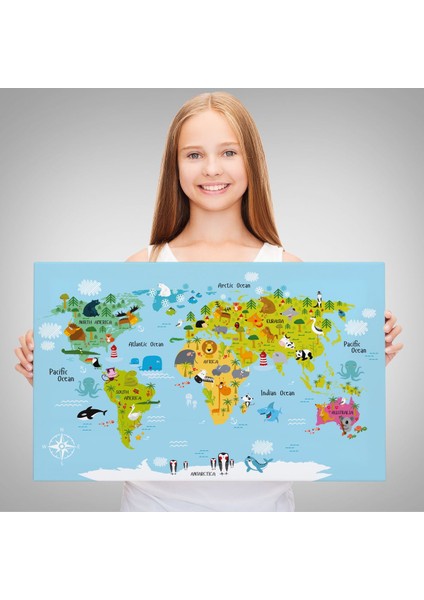 Çocuk Odası Hayvanlar Alemi Dünya Haritası 1007 fırsatları