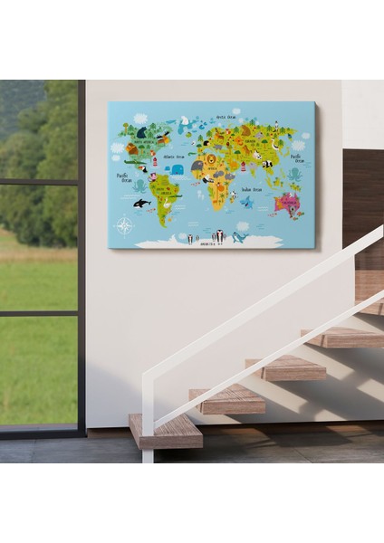 Çocuk Odası Hayvanlar Alemi Dünya Haritası 1007 indirimleri
