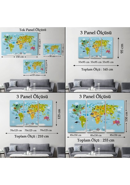 Çocuk Odası Hayvanlar Alemi Dünya Haritası 1007