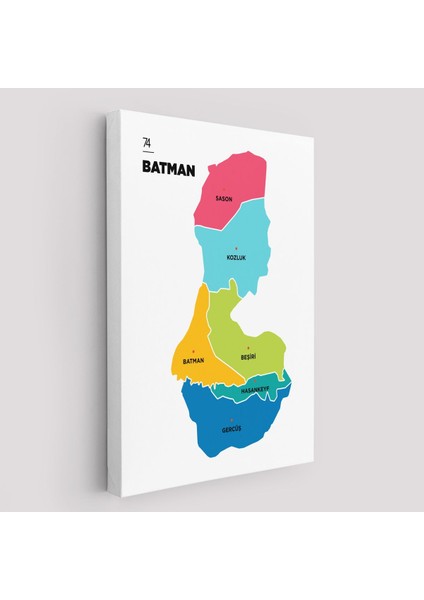 Batman Ili ve Ilçeler Haritası Dekoratif Kanvas Tablo 1285