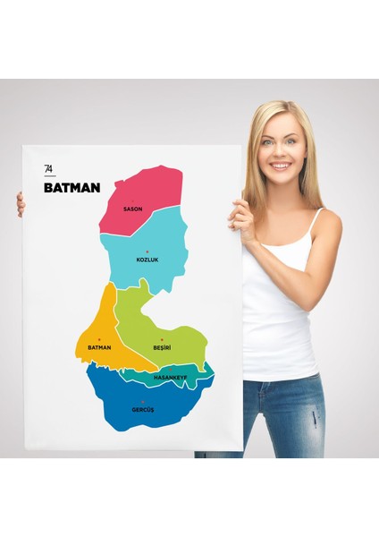 Batman Ili ve Ilçeler Haritası Dekoratif Kanvas Tablo 1285 modelleri