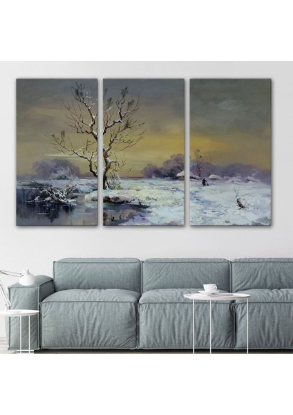 Karla Kaplı Köy Manzarası Duvar TABLOSU-3661 modelleri
