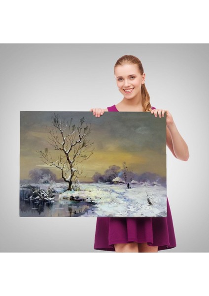 Karla Kaplı Köy Manzarası Duvar TABLOSU-3661 fırsatları