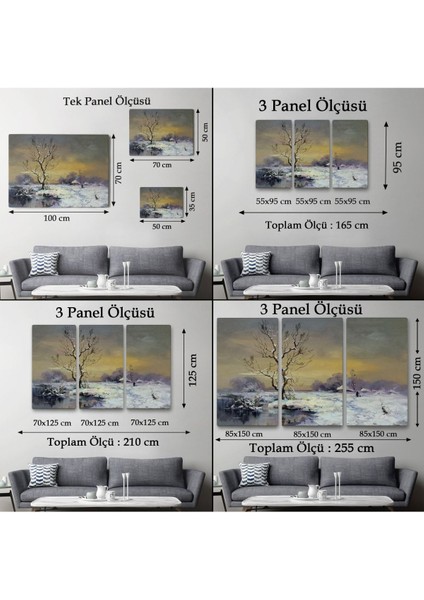 Karla Kaplı Köy Manzarası Duvar TABLOSU-3661