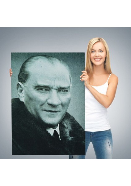 Atatürk Portre Tablosu Mustafa Kemal Atatürk Dikdörtgen Dekoratif Kanvas Tablo-Cg-57 modelleri