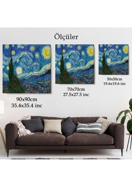 Vincent Van Gogh, Yıldızlı Gece Kanvas TABLOSU-5165