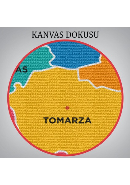 Kayseri Ili ve Ilçeler Haritası Dekoratif Kanvas Tablo 1385