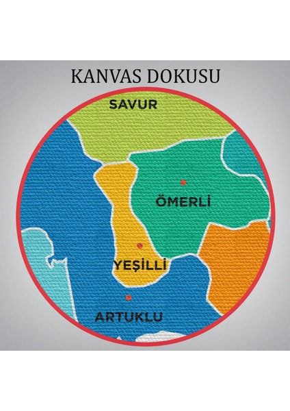 Mardin Ili ve Ilçeler Haritası Dekoratif Kanvas Tablo 1415
