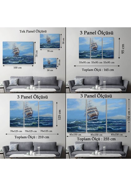 Dalgalı Okyanustaki Büyük Yelkenli Duvar TABLOSU-1215