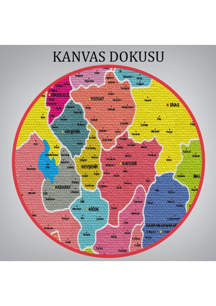 Türkiye Haritası Kanvas Tablo Il ve Ilçeli Ayrıntılı Eğitici Komşulu Tablo 2996