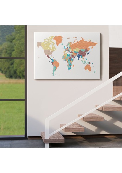 Dünya Haritası Dekoratif Kanvas Tablo 1061