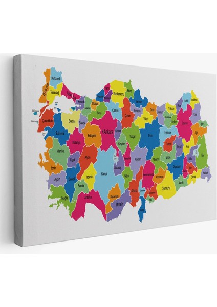 Türkiye Haritası Kanvas Tablo Eğitici ve Öretici Dekoratif Tablo Tablo 3117