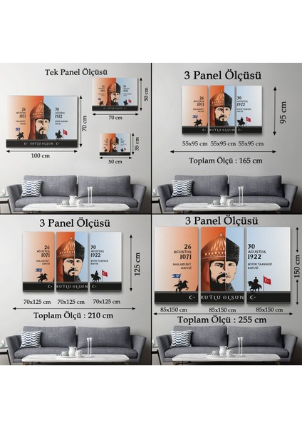 Atatürk Tablosu 30 Ağustos Zafer Bayramı Temalı Dekoratif Kanvas Tablo-Df-83 indirimleri