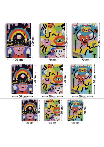 Eğlenceli Genç Odası Dekoratif Duvar Tablosu Üçlü SET-EÖ-114 fırsatları