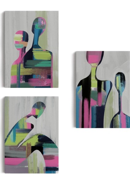 Süerreal Çift Dekoratif Duvar Tablosu Üçlü SET-ET-119