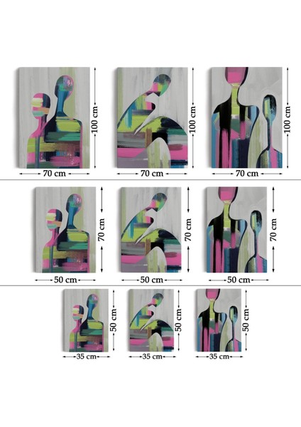 Süerreal Çift Dekoratif Duvar Tablosu Üçlü SET-ET-119 fırsatları