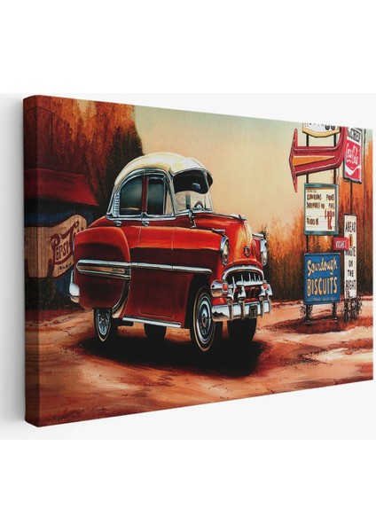 Kırmızı Klasik Araba TABLOSU-6608