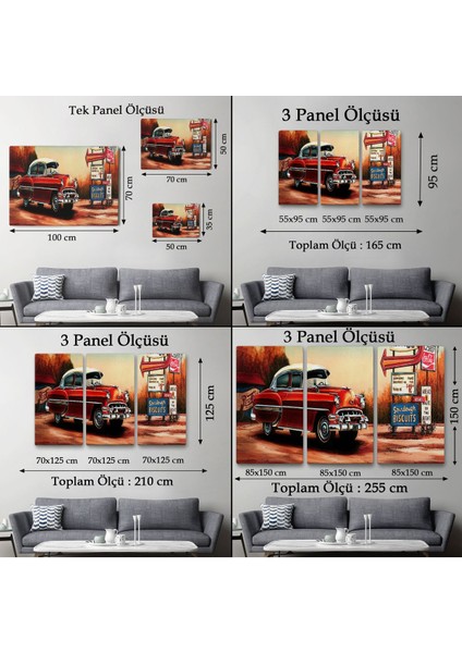 Kırmızı Klasik Araba TABLOSU-6608