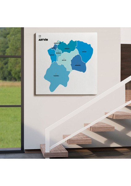 Artvin Ili ve Ilçeler Haritası Dekoratif Kanvas Tablo 1275 fırsatları