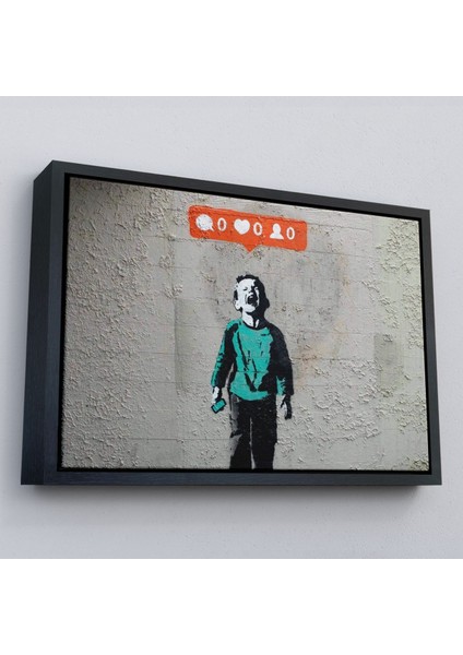 Çerçeveli Bansky Takipçisi Olmadığı Için Ağlayan Sosyal Medya Cocugu Kanvas TABLO-5021 modelleri
