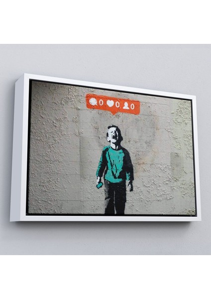 Çerçeveli Bansky Takipçisi Olmadığı Için Ağlayan Sosyal Medya Cocugu Kanvas TABLO-5021 fırsatları