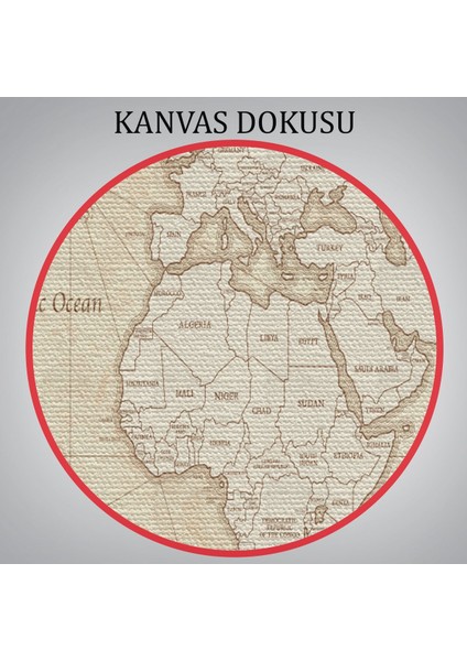 Eskitme Dünya Haritası Vintage Dekoratif Kanvas Tablo 1075