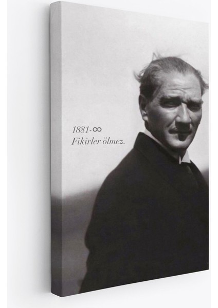 Atatürk Portre Tablosu Mustafa Kemal Atatürk Dikdörtgen Dekoratif Kanvas TABLO-FD-128