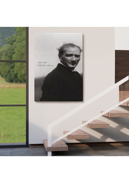 Atatürk Portre Tablosu Mustafa Kemal Atatürk Dikdörtgen Dekoratif Kanvas TABLO-FD-128 fırsatları