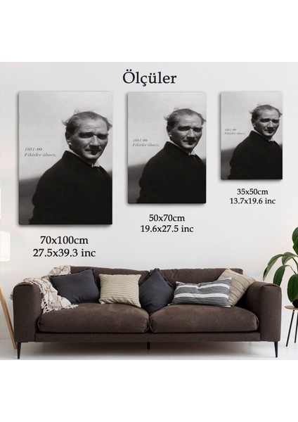 Atatürk Portre Tablosu Mustafa Kemal Atatürk Dikdörtgen Dekoratif Kanvas TABLO-FD-128 indirimleri