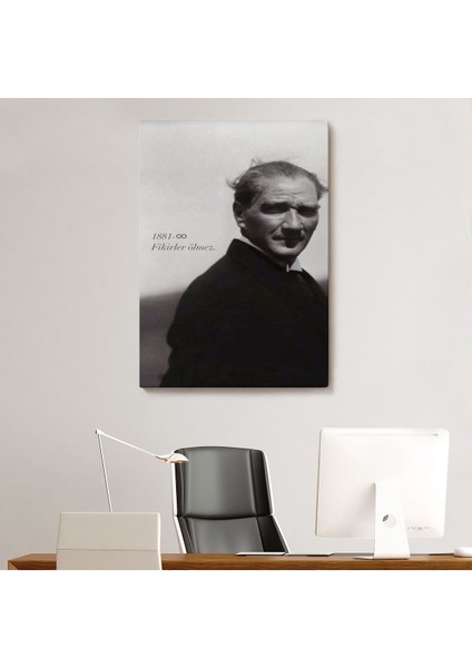 Atatürk Portre Tablosu Mustafa Kemal Atatürk Dikdörtgen Dekoratif Kanvas TABLO-FD-128