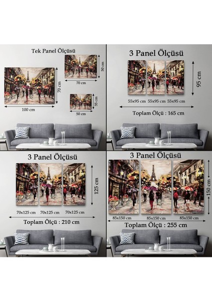 Fransa Paris Eyfel Manzara Manzaralı Dekoratif Duvar Tablosu (Tek PARÇA)-3634