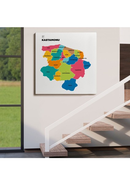 Kastamonu Ili ve Ilçeler Haritası Dekoratif Kanvas Tablo 1382 fırsatları