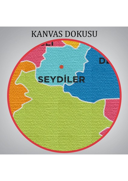 Kastamonu Ili ve Ilçeler Haritası Dekoratif Kanvas Tablo 1382