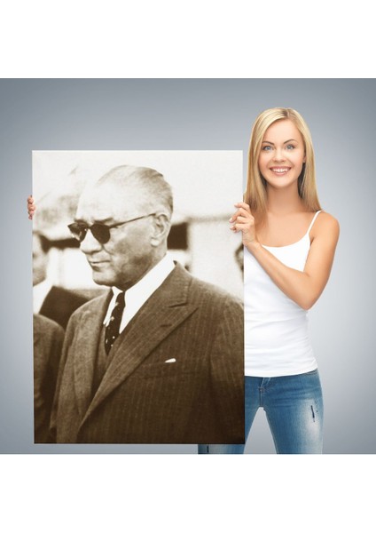 Atatürk Portre Tablosu Mustafa Kemal Atatürk Dikdörtgen Dekoratif Kanvas TABLO-FŞ-143 modelleri