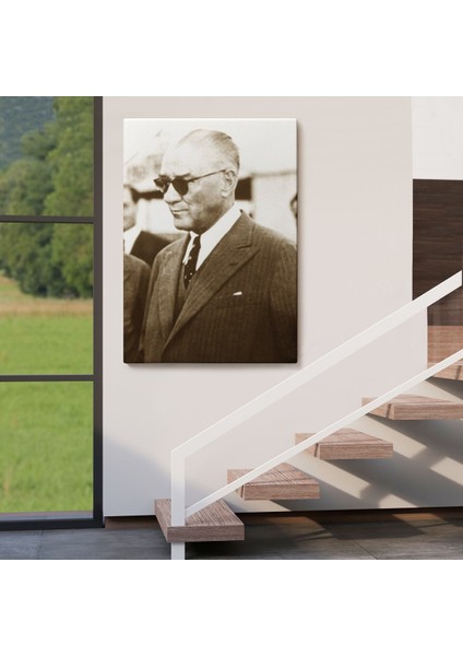 Atatürk Portre Tablosu Mustafa Kemal Atatürk Dikdörtgen Dekoratif Kanvas TABLO-FŞ-143 fırsatları