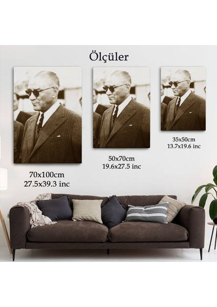 Atatürk Portre Tablosu Mustafa Kemal Atatürk Dikdörtgen Dekoratif Kanvas TABLO-FŞ-143