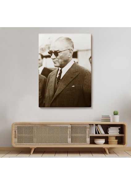 Atatürk Portre Tablosu Mustafa Kemal Atatürk Dikdörtgen Dekoratif Kanvas TABLO-FŞ-143