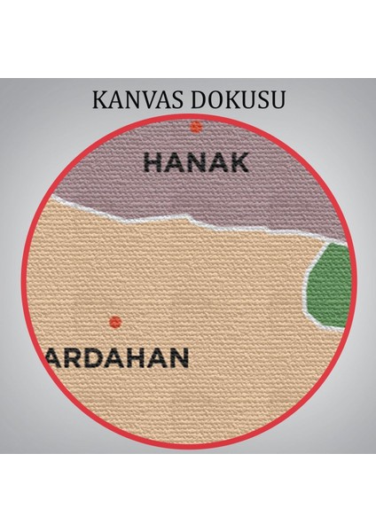 Ardahan Ili ve Ilçeler Haritası Dekoratif Kanvas Tablo 1271