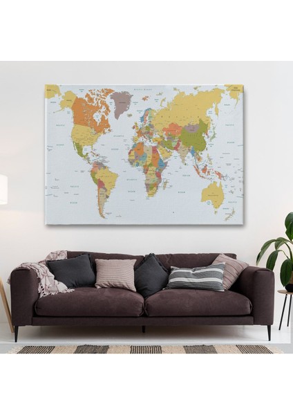 Dünya Haritası Dekoratif Kanvas Tablo 1042 fiyatları