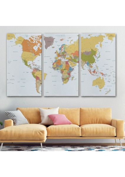 Dünya Haritası Dekoratif Kanvas Tablo 1042 modelleri
