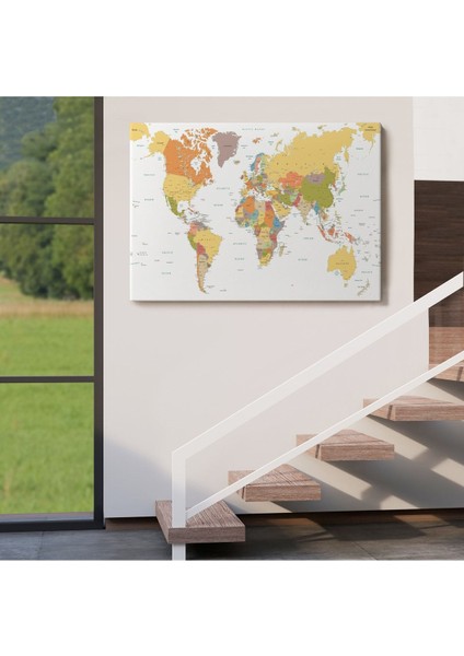 Dünya Haritası Dekoratif Kanvas Tablo 1042 indirimleri