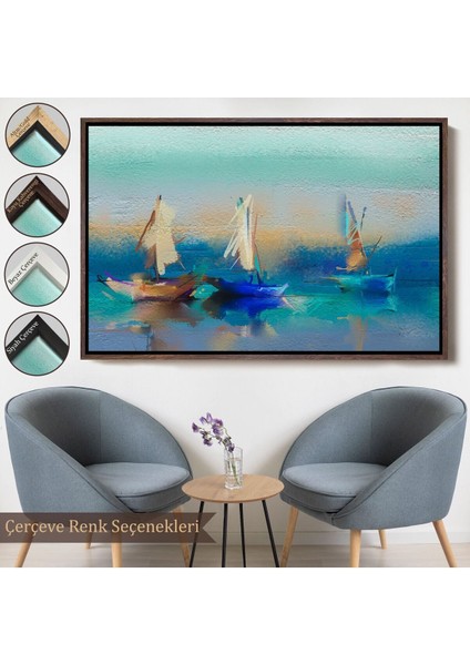 Çerçeveli Soyut Modern Sanat Yağlıboya Görünüm Dekoratif Kanvas Duvar TABLOSU-3589