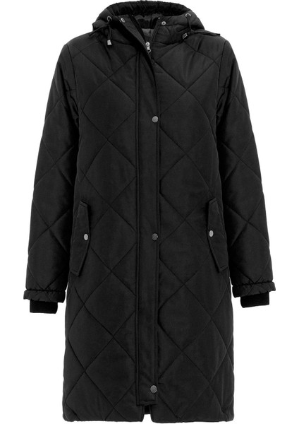 Kapüşonlu Fermuar Kapamalı Ribana Detaylı Kapitone Mont Siyah 6776 fiyatları